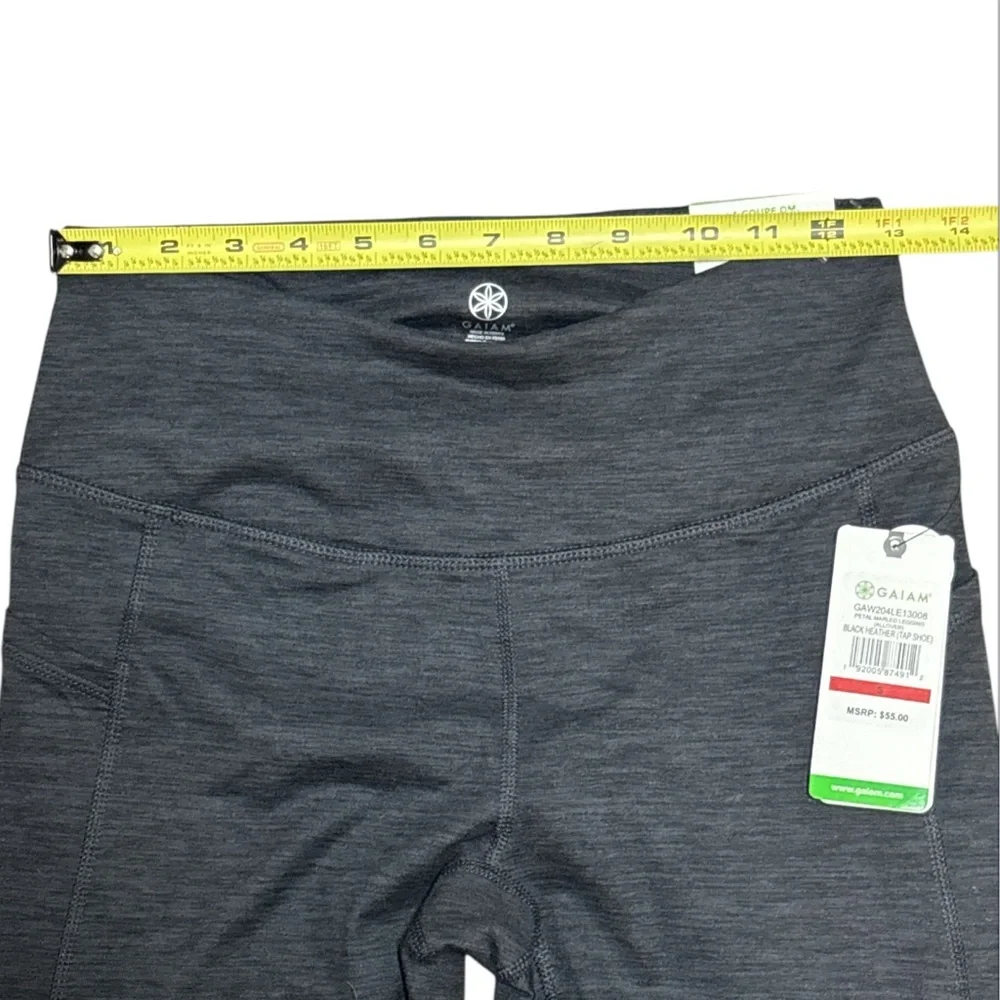 NWT Gaiam OM 7/8 High Rise‎ Petal Marled Legging Allover In Black Heather Size S - Picture 4 of 8